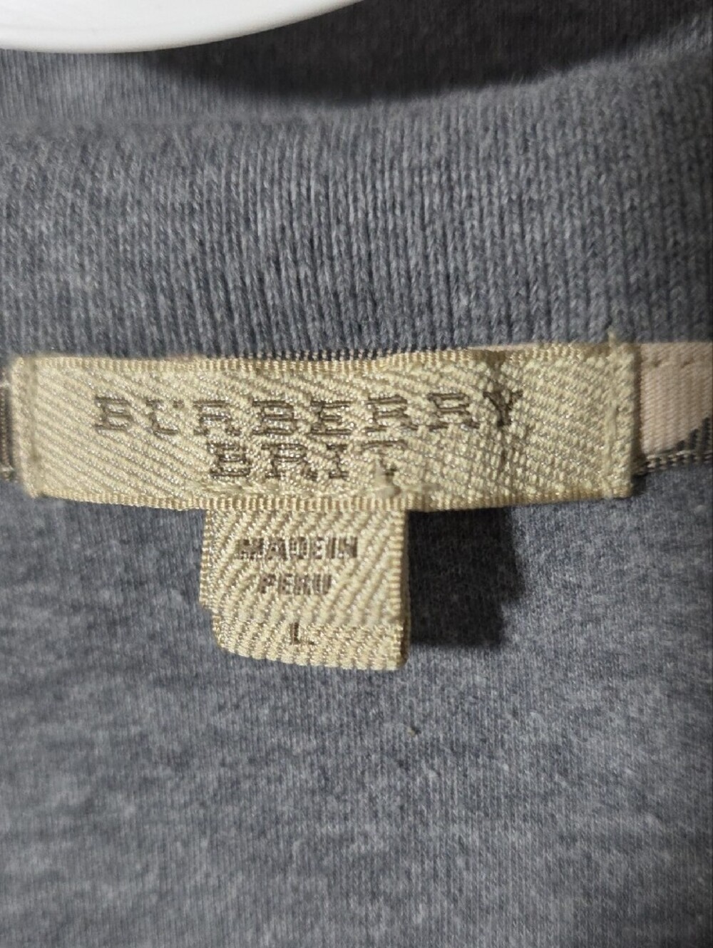 Burberry Brit Nova Gray Polo Shirt with Signature Check Trim - Picture 2 of 4